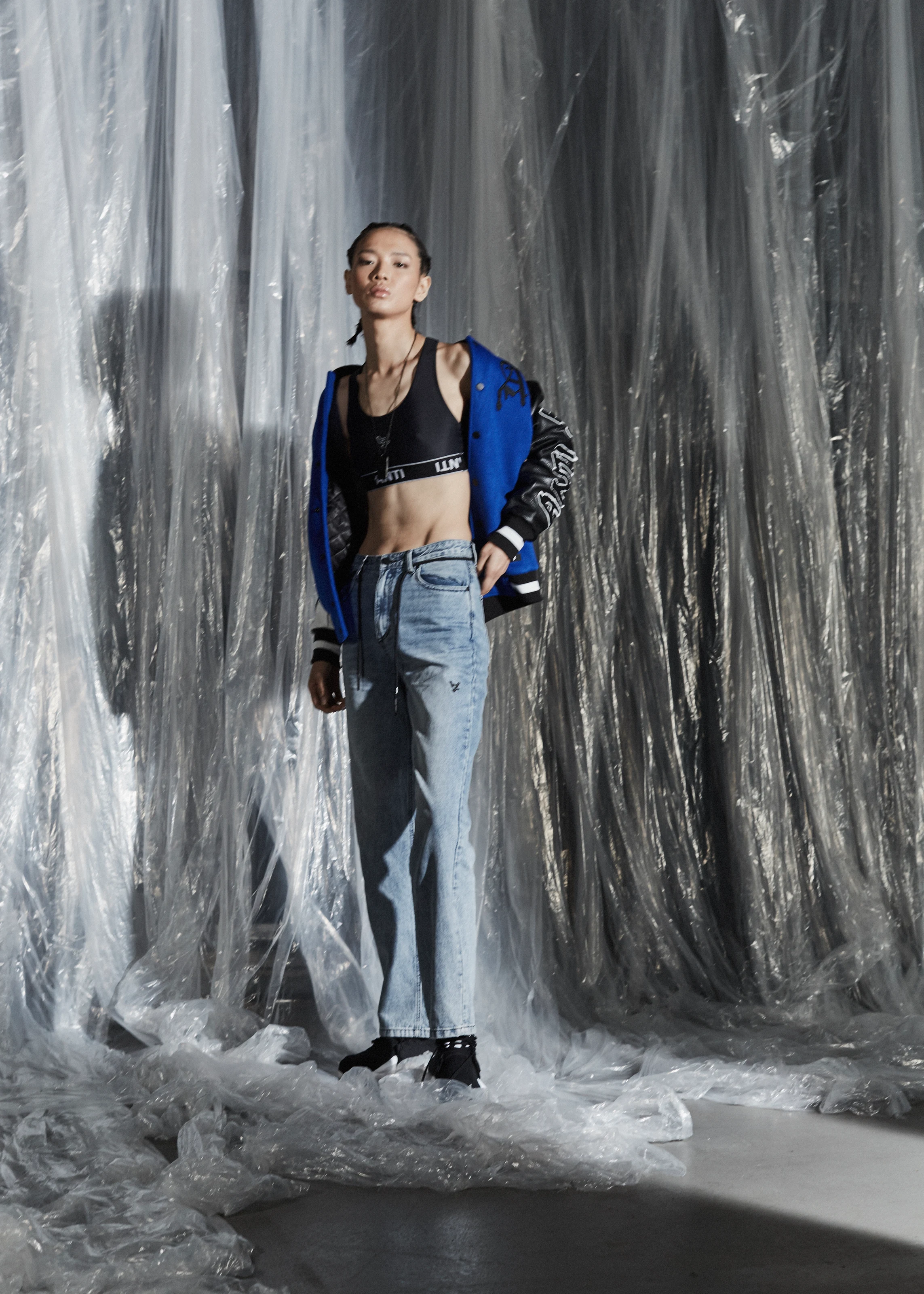 POST CORVUS VARSITY JACKET w/ POST MODERN JEAN