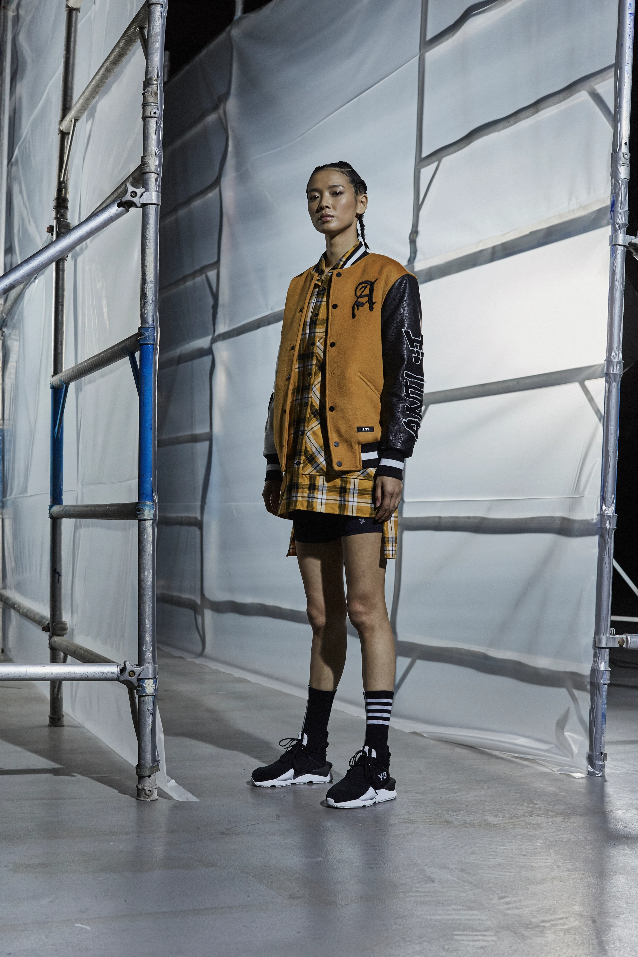 POST CORVUS VARSITY JACKET w/ MAN MADE LS FLANNEL SHIRT