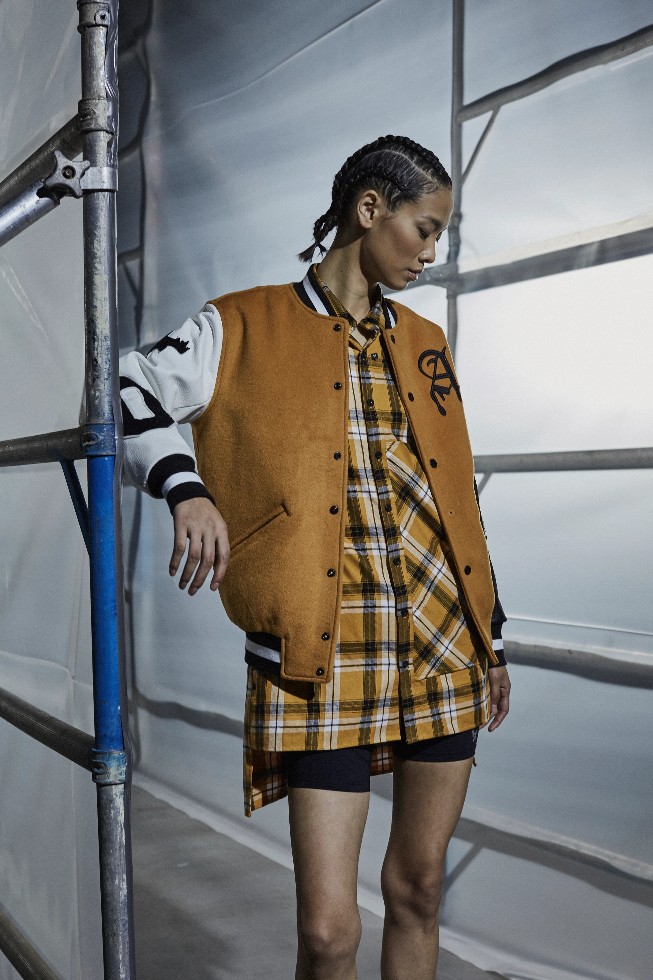 POST CORVUS VARSITY JACKET w/ MAN MADE LS FLANNEL SHIRT